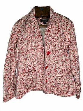 Eddie Bauer Pink and Red Floral Quilted Blazer Cottagecore Gardengirl